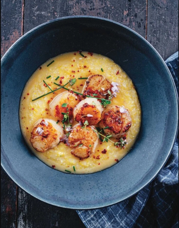 Photo of NEW!! Scallops with Sweet Corn Purée & Crispy Bacon