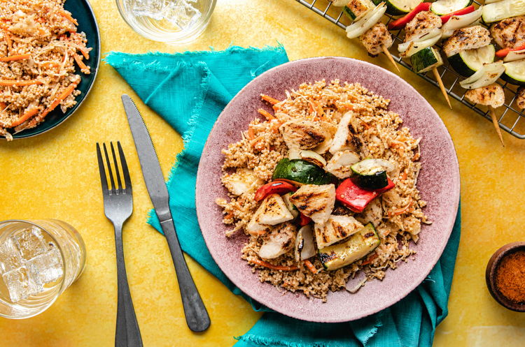 Photo of Greek Chicken and Veggie Kebabs