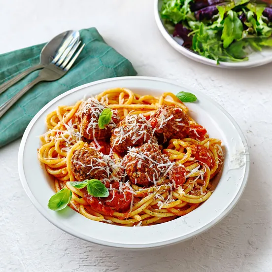 Photo of Prefare's "Spaghetti" and Meatballs and Salad