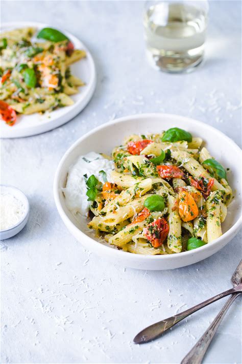 Photo of Creamy Lemon Burrata Pasta with Fresh Basil & Pine Nuts